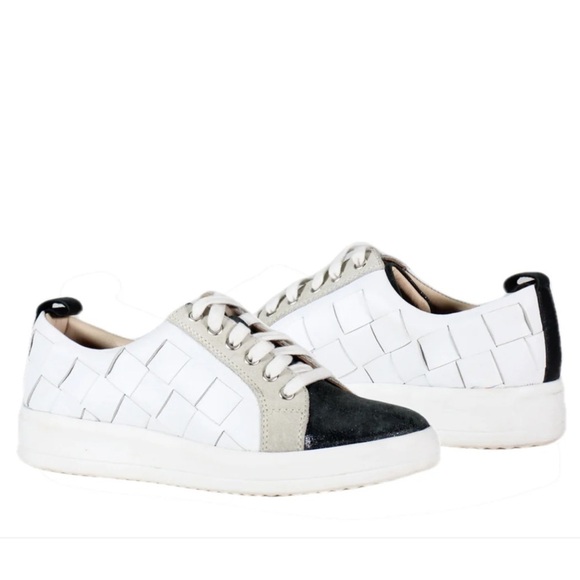 Diba True Nordstrom Yuli Ana Leather Sneaker in Black & White Women's Size 11 - Picture 1 of 10